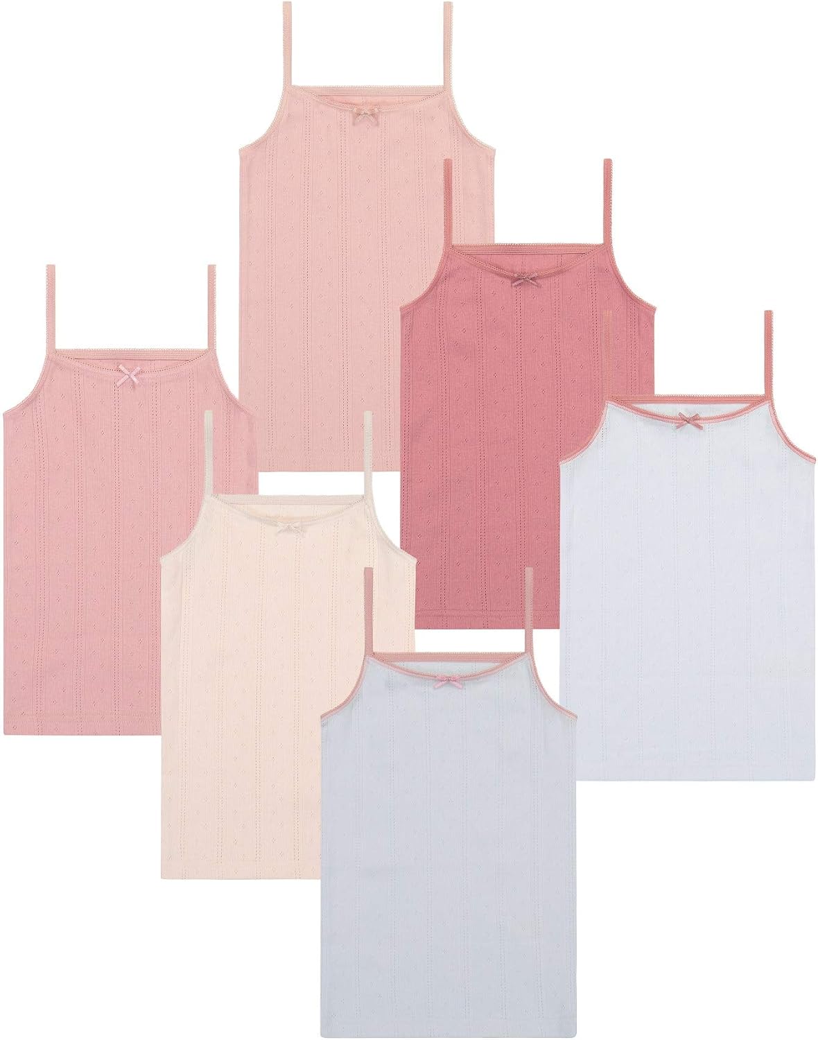 Buyless Fashion Girls Tagless Cami Scoop Neck Undershirts Cotton Tank with Trim and Strap (6 Pack): Clothing