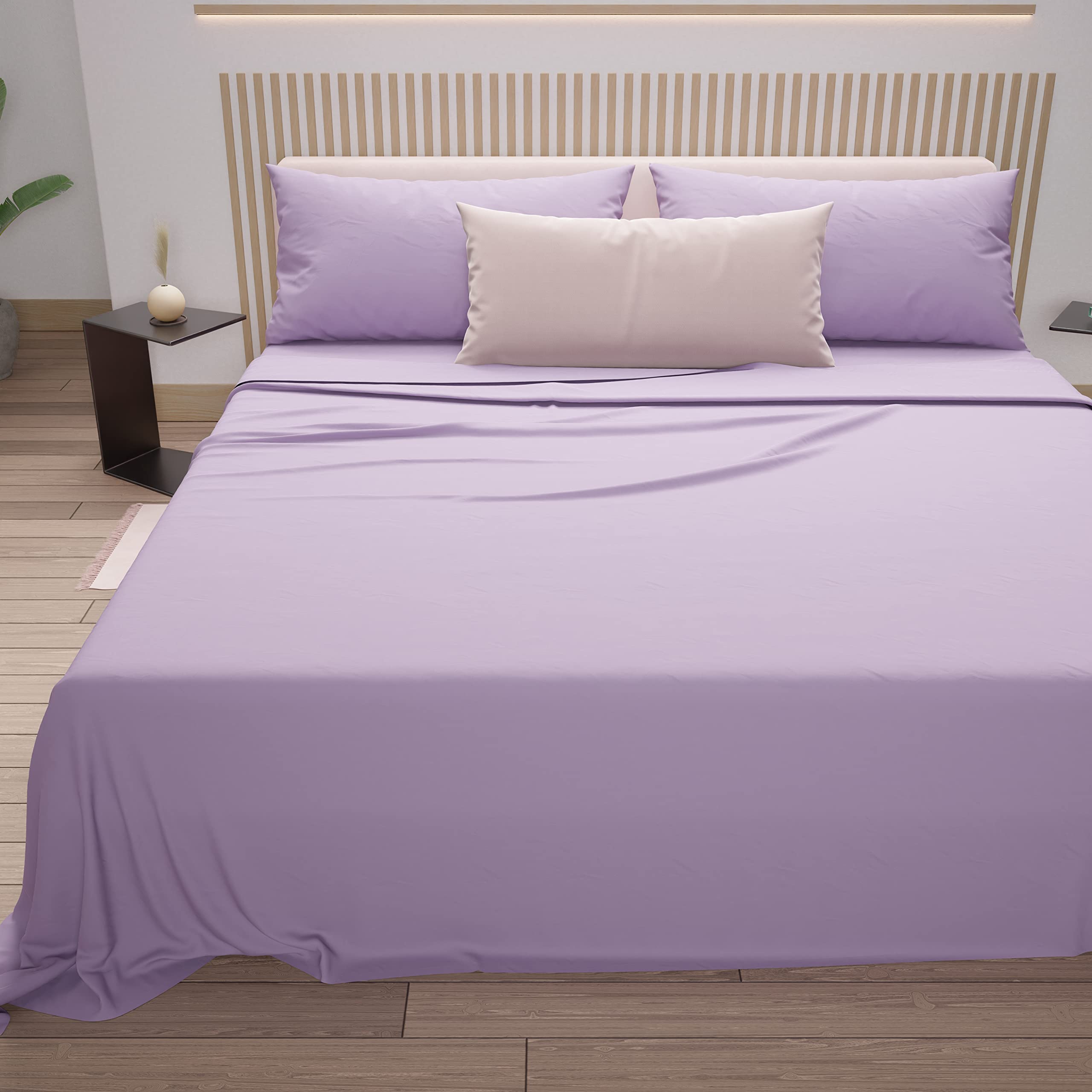 PETTI Artigiani Italiani - Cotton Sheets, French Double Bed Sheets, French Double Bed Set, Lilac, 100% Made in Italy — image 1