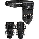 Fourluoo 6 Pcs 6 Pcs Halloween Renaissance Accessories Medieval Waist Pouch Viking Belt Bag Bracer Set with Multiple Potion Bottles (Black)