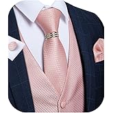 DiBanGu Men's Suit Vest Formal Men Paisley Vest Jacquard Tie Waistcoat Hanky Set With Tie Ring Wedding Party 5PCS