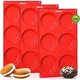 Walfos Silicone Whoopie Pie Baking Pans, 3 Pcs Non-Stick Muffin Top Pan. Food Grade and BPA Free Silicone, Great for Muffin, Eggs, Tarts and More, Dishwasher Safe