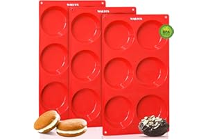 Walfos Silicone Whoopie Pie Baking Pans, 3 Pcs Non-Stick Muffin Top Pan. Food Grade and BPA Free Silicone, Great for Muffin, Eggs, Tarts and More, Dishwasher Safe
