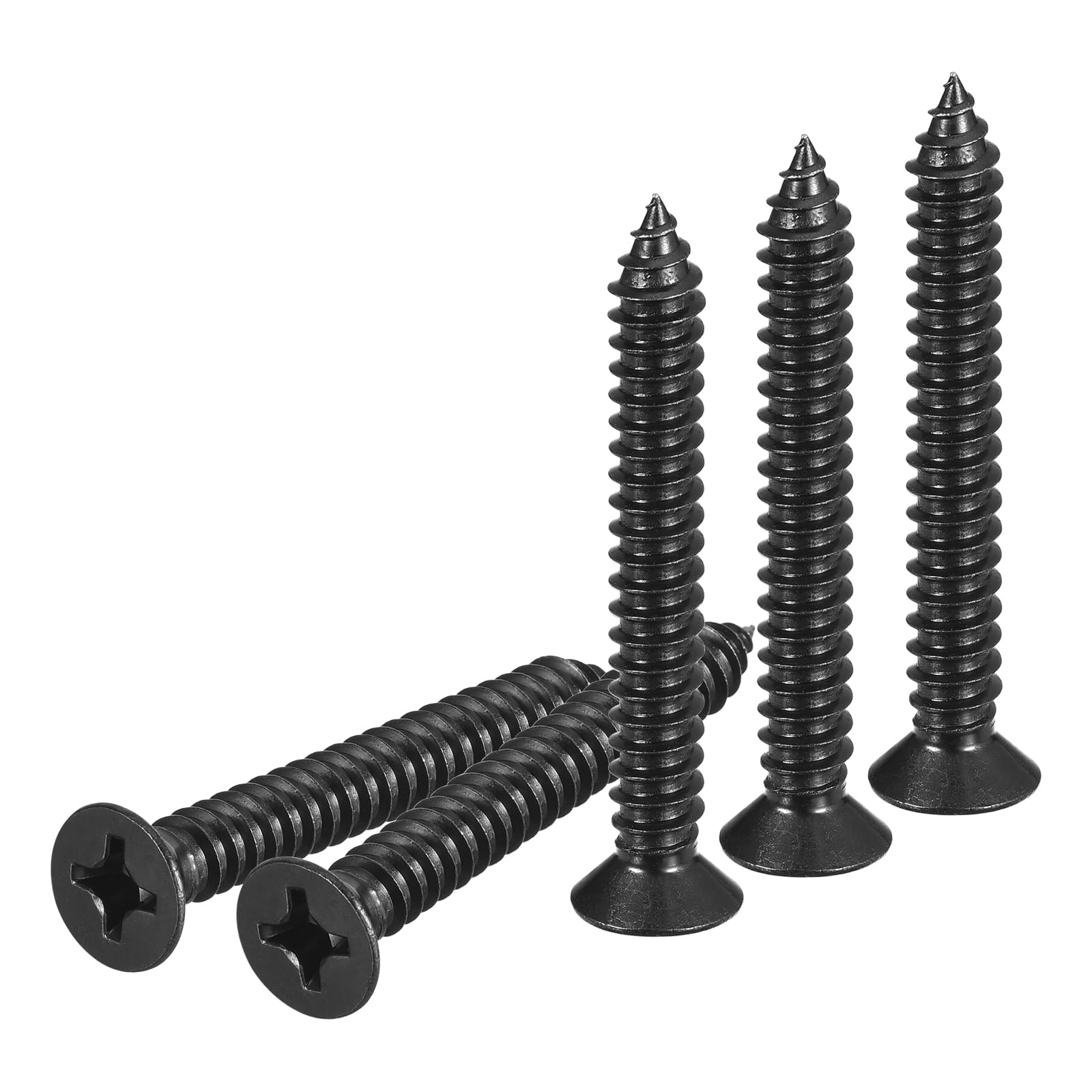 DTGN 25Pcs #14x2" Flat Head Wood Screws, 304 Stainless Steel Phillips Self Tapping Screws - Good for Woodworking, Furniture - Black