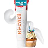 RiseWell Kids Hydroxyapatite Toothpaste Fluoride Free - Cake Batter, 3.4oz | Made by Dentists, SLS Free, Xylitol, Natural Whitening, Enamel Support, Sensitive, Travel Ready, Safe to Swallow, Made in USA