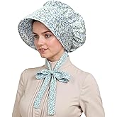 gagift world White Bonnet, Colonial Hat Pioneer Mob Hat Maid Cap with Adjustable Straps