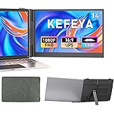 KEFEYA Laptop Screen Extender - 14" FHD 1080P Portable Monitor for Laptops, Ultra Thin Dual Laptop Monitor Extender for 13-17
