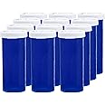 12 Pack Empty Pill Bottles with Snap Caps - Prescription Medication Containers - Plastic Medicine Vials - Pill Cases Dispenser Organizers (Blue, 8 Dram)