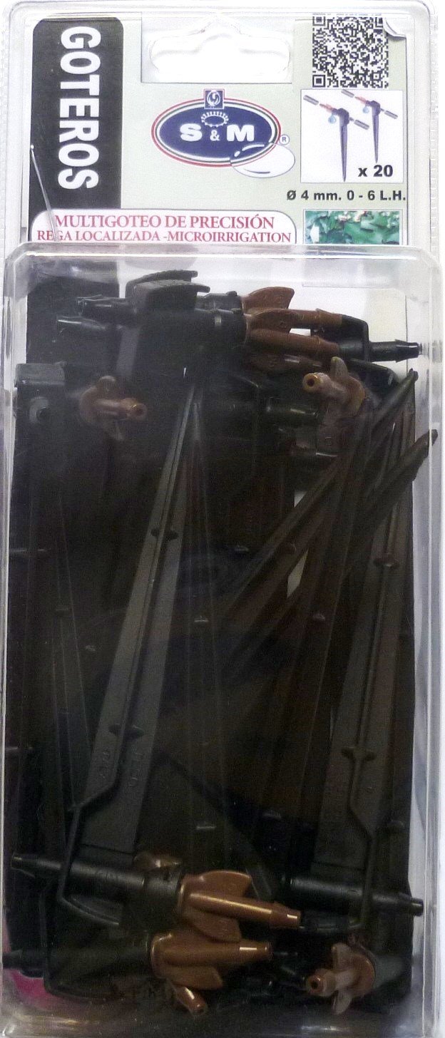 S&M 543562 Dripper C/Adjustable Interline Stake 0 to 6 L/H, Black