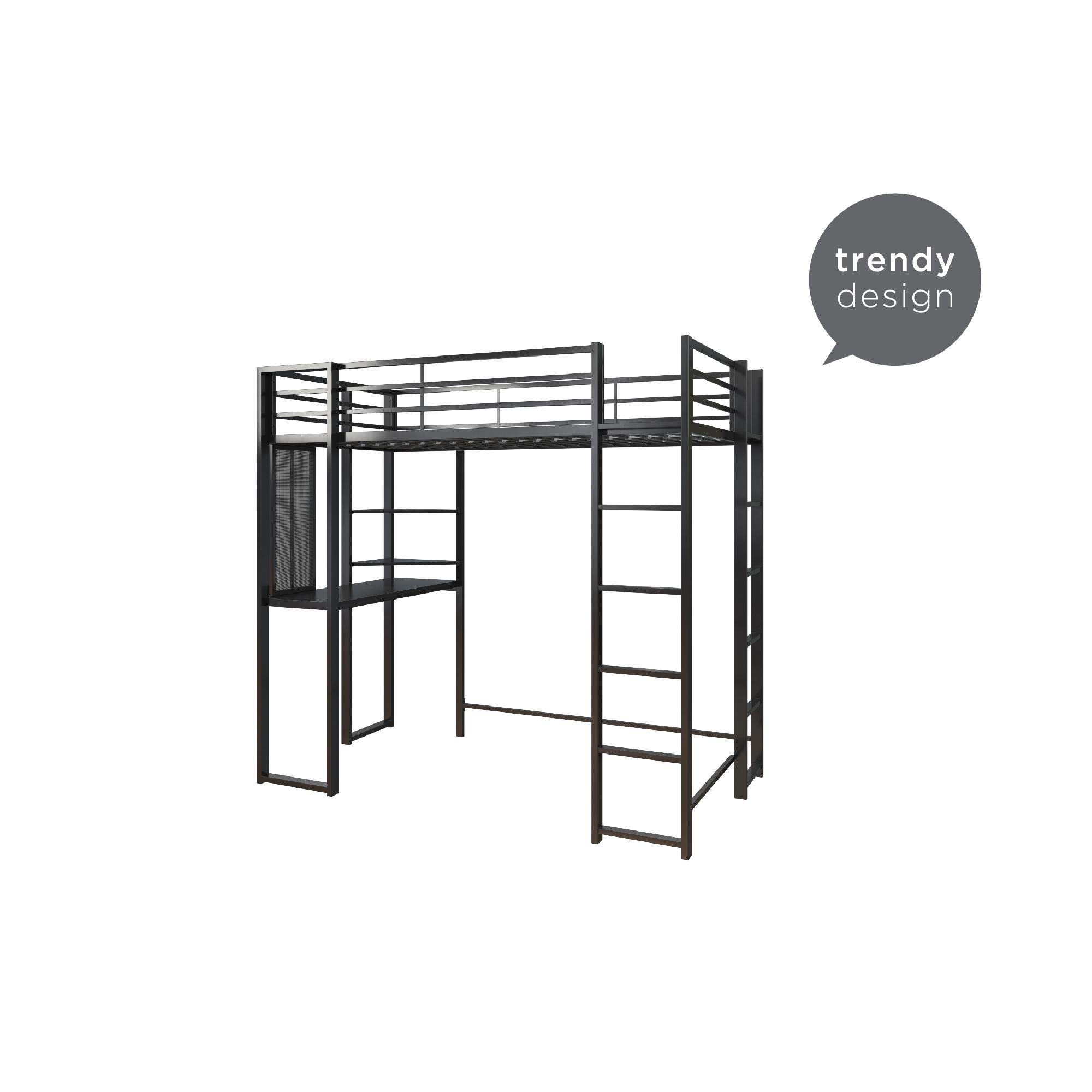 DHP Abode Metal Frame With Desk And Ladder, Full, Black 1 Loft Bed,
