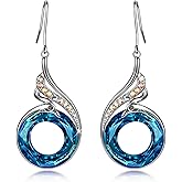 Kate Lynn "Rise From the Ashes" Phoenix Earrings, Sterling Silver Dangle Earrings with Crystals from Austria, Birthday Gift with Jewelry Box, Symbol of Luck and Renewal