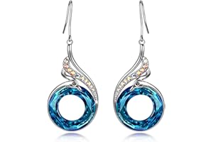 Kate Lynn "Rise From the Ashes" Phoenix Earrings, Sterling Silver Dangle Earrings with Crystals from Austria, Birthday Gift with Jewelry Box, Symbol of Luck and Renewal