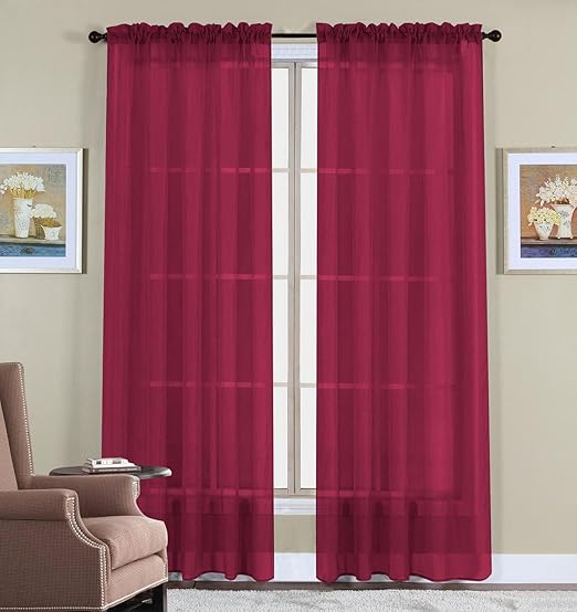 Amazon Com 2 Piece Set 63 Long Solid Sheer Curtains Panels
