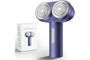Fabric Shaver, Handzee Electric Lint Shaver, Dual Motor Sweater Shaver, Fabric Pilling Remover, Powerful 2 Gear 6-Leaf Blades, Portable Defuzzer Clothes Fuzz Remover for Furniture Couch, Purple