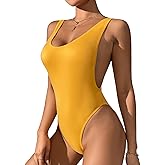 Dixperfect 90s Trend One Piece Swimsuit Low Cut Sides Wide Straps High Legs for Women