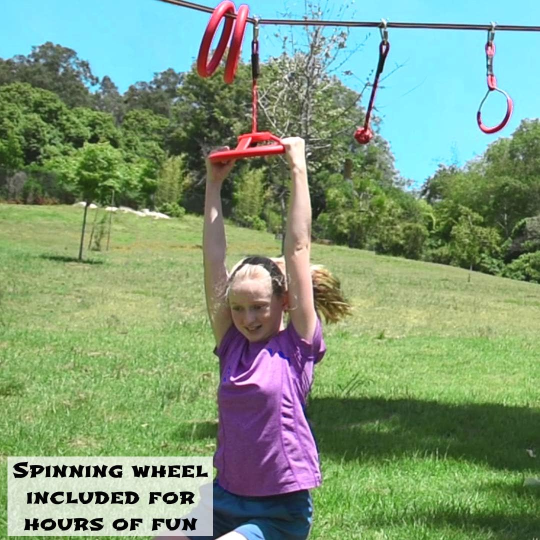 Fofana Ninja Warrior Obstacle Course for Kids - 65' Longest Ninja Slackline | 9 Awesome Obstacles | Play Outside + Have Fun + Get Stronger | Ninja Line Monkey Bars: Toys & Games