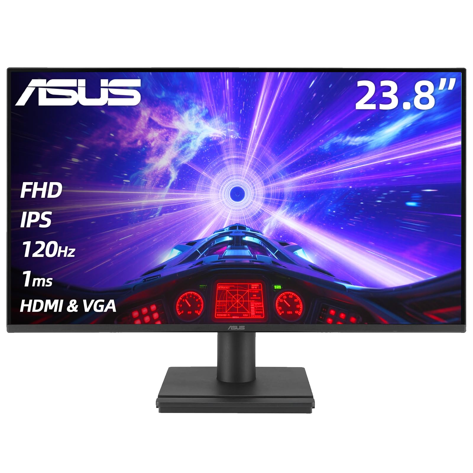 Photo 1 of ASUS 24" FHD Gaming Office Monitor, 120Hz, 1ms, Eye Care Monitor - IPS, 99% sRGB, Frameless, Adaptive-Sync, HDMI, VGA, Low Blue Light, Flicker Free, Tilt Adjustment, Wall Mountable, Black
