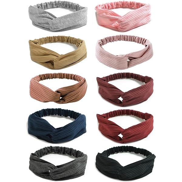 Olbye Lot De 6 Bandeaux Larges Noués - Motif Floral - Élastiques - Antidérapants - Pour Entraînement, Yoga, Cheveux - Style Bohème - Pour Femme - Chic