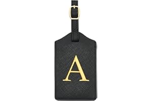 CHOIEO Luggage Tag PU Leather for Suitcase Baggage Handbag Travel Bag Label Suitcase Tag Suitcase Label Tag w. Name Card & Privacy Cover (A)