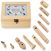 10-Piece Wooden Bird Call Set with Acrylic Display Box for Birdwatching | Handcrafted bird whistles for birdwatching, nature games and outdoor fun; a unique gift for bird lovers and collectors