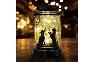 SHANGTIANFENG Dog Solar Lanterns Outdoor Garden Solar Dog Lights Dog Lover Gifts for Women, Dog Themed Birthday Gifts for Mom Grandma Aunt Sister, Butterfly & Dog Fairy Lights for Patio Yard Lawn Outside Decor