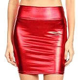 Sakkas Womens Metallic Sexy Shiny Stretchy Short Pencil Party Skirt Made in USA