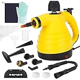 STRCEAT Handheld Pressurized Steam Cleaner,Multi-Surface Steamer with 12 Accessories & Safety Lock,Steamer for Cleaning Car, Bathroom, Shower, Upholstery, Grout, Window, Grime, Grease