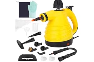 STRCEAT Handheld Pressurized Steam Cleaner,Multi-Surface Steamer with 12 Accessories & Safety Lock,Steamer for Cleaning Car, Bathroom, Shower, Upholstery, Grout, Window, Grime, Grease