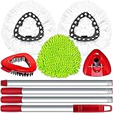 Spin Mop Set Compatible with Vileda EasyWring 1-Tank System,3 Pcs Mop Refills Machine Washable Mops Heads,1 Scrub Brush,1 Bas