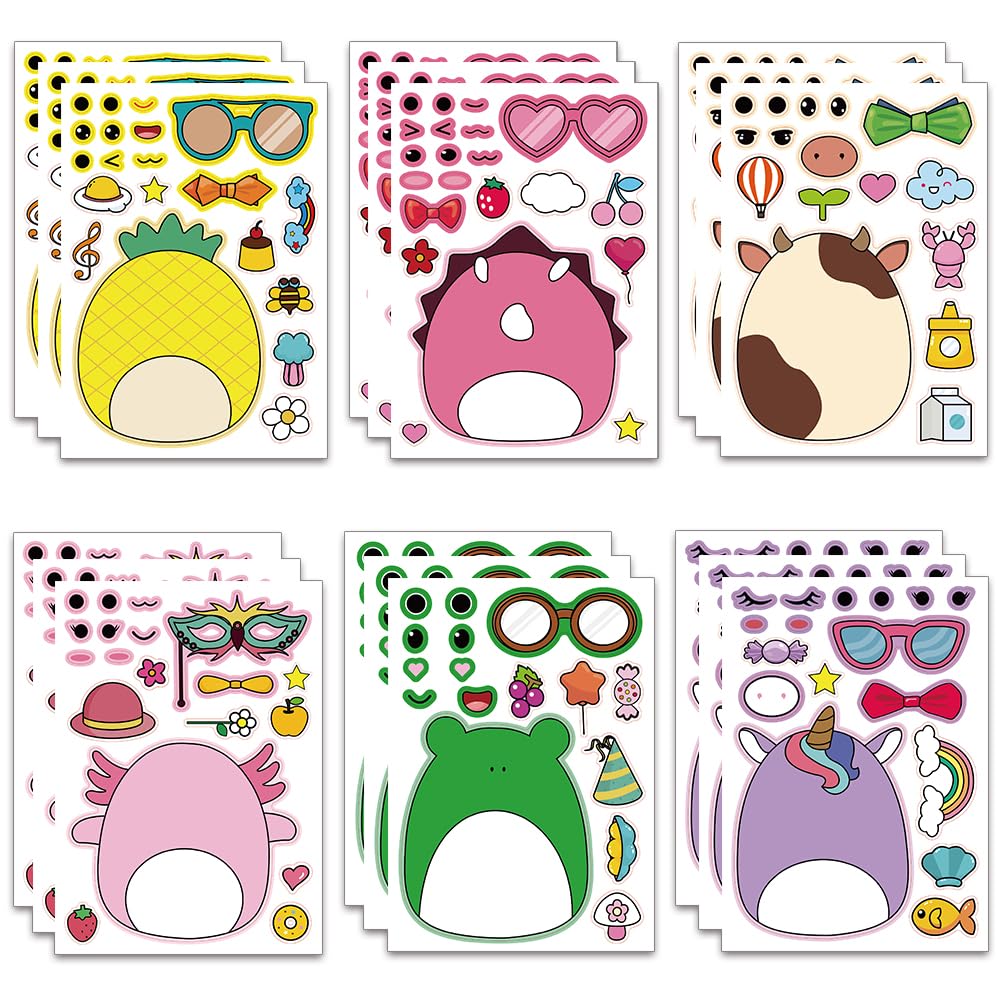 Photo 1 of ?????????????18 Sheets Make a Cartoon Face Stickers for Kids Toddlers with 8 Styles,Birthday Decorations,Party Favors,Party Supplies,Class Reward