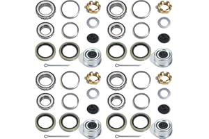 OZISENS 4 Sets 25580 14125A Trailer Axle Hub Bearings Kit for 7000 lbs Trailer #D42 Tapered Spindle with 21333TB Grease Seals, 2.72'' Dust Caps,Rubber Plugs, Cotter Pins,Spindle Nuts and Washers