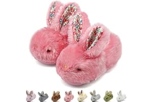 Duovodu Toddler Slippers Girls Boys Kids Bunny House Slipper Winter Cute Rabbit Slippers Warm Soft Plush Fuzzy Slippers Indoor Non-Slip Animal Cartoon Slippers