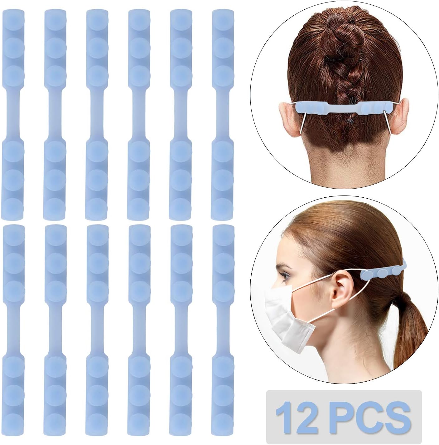 Mask Ear Savor, 12 PCS Silicone Face Mask Adjustable Ear Loops Durable Mask Ear Protector Suitable for Students, Dotcors, Polices
