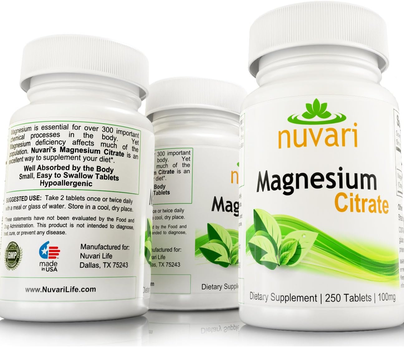 Magnesium Citrate - 250 Small 100mg Tablets - Includes Free Dosage Guide. Highly Absorbable Supplement. Helps with Sleep, Anxiety, Migraines, and Leg Cramps.* Satisfaction Guaranteed.
