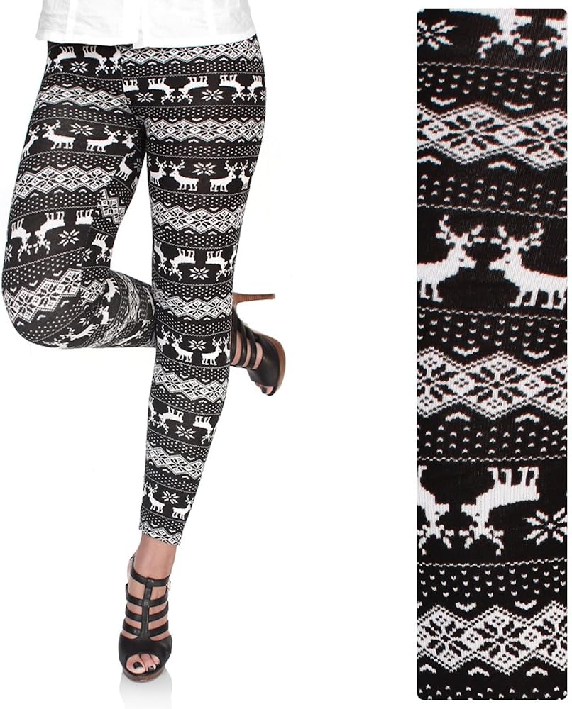 Damen Thermo Leggings Mit Weihnachtsmotiven – Norweger Muster, Warm, Dehnbar