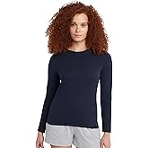 Hanes Womens Originals Long Sleeve Cotton T-Shirt, Lightweight Crewneck Tee, Modern Fit