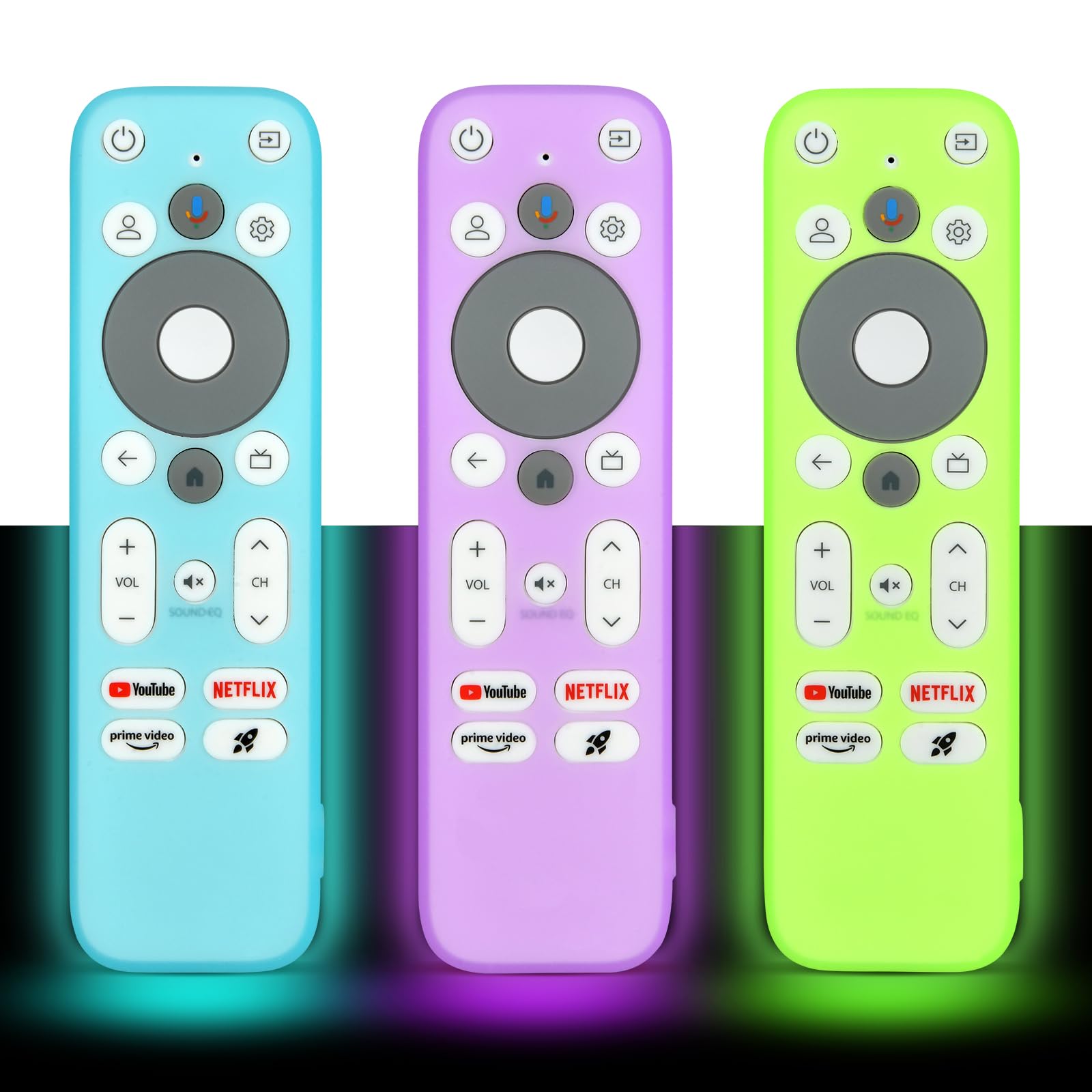 Photo 1 of [3 Pack] Luminous Remote Cover Compatible with Onn Android TV 4K UHD Stick TV Box 100024646 100026240 Remote Controller, Lightweight Anti-Slip Skin-Friendly Silicone Skin Sleeve
