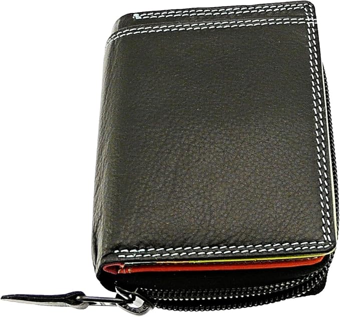 Ladies Small Super Soft Real Leather Credit Card Holder/Wallet Zip Up