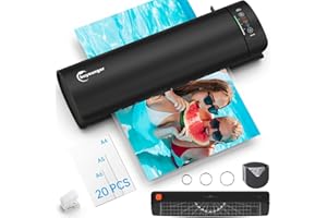 Buyounger Laminator, Laminator Machine with Laminating Sheets & 60s Warm Up, 6 in 1 Hot & Cold A4 Laminating Machine, 9-Inch Personal Thermal Laminator with 20 Pouches for Home School Office