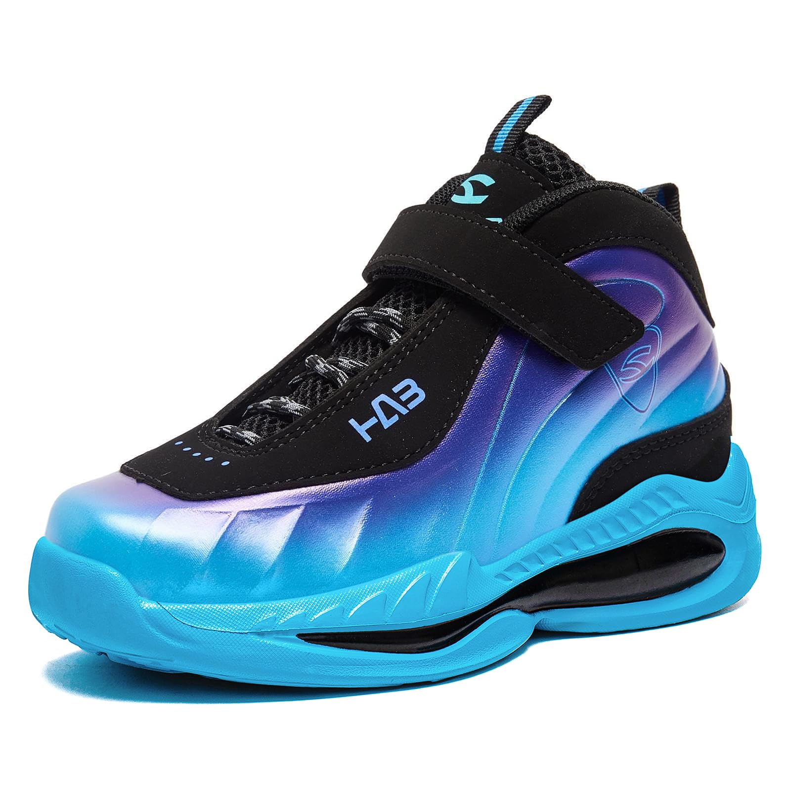 Photo 1 of Miorpex Kids Sneakers Basketball Shoes Breathable Nonslip Sports Tennis Walking Running Shoes for Boys Girls Black Blue Little Kid Size 12