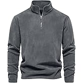 Eisctnd Men's Quarter Zip Fleece Pullover, Stand Collar Thermal Long Sleeve Sweatshirt for Outdoor Casual Hiking