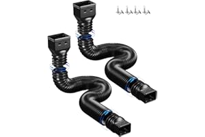 HAHOME 2 Pack Rain Gutter Downspout Extensions,Drain Downspout Extender Diverter, Flexible Downspout Extensions Can Extendable from 21 to 60 Inches (Black)