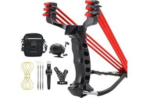 Obert Fishing Reel Slingshot Catapult with Hunting Fish Fishing Broadheads Wristband with Rubber Bands with Slingshot Bag
