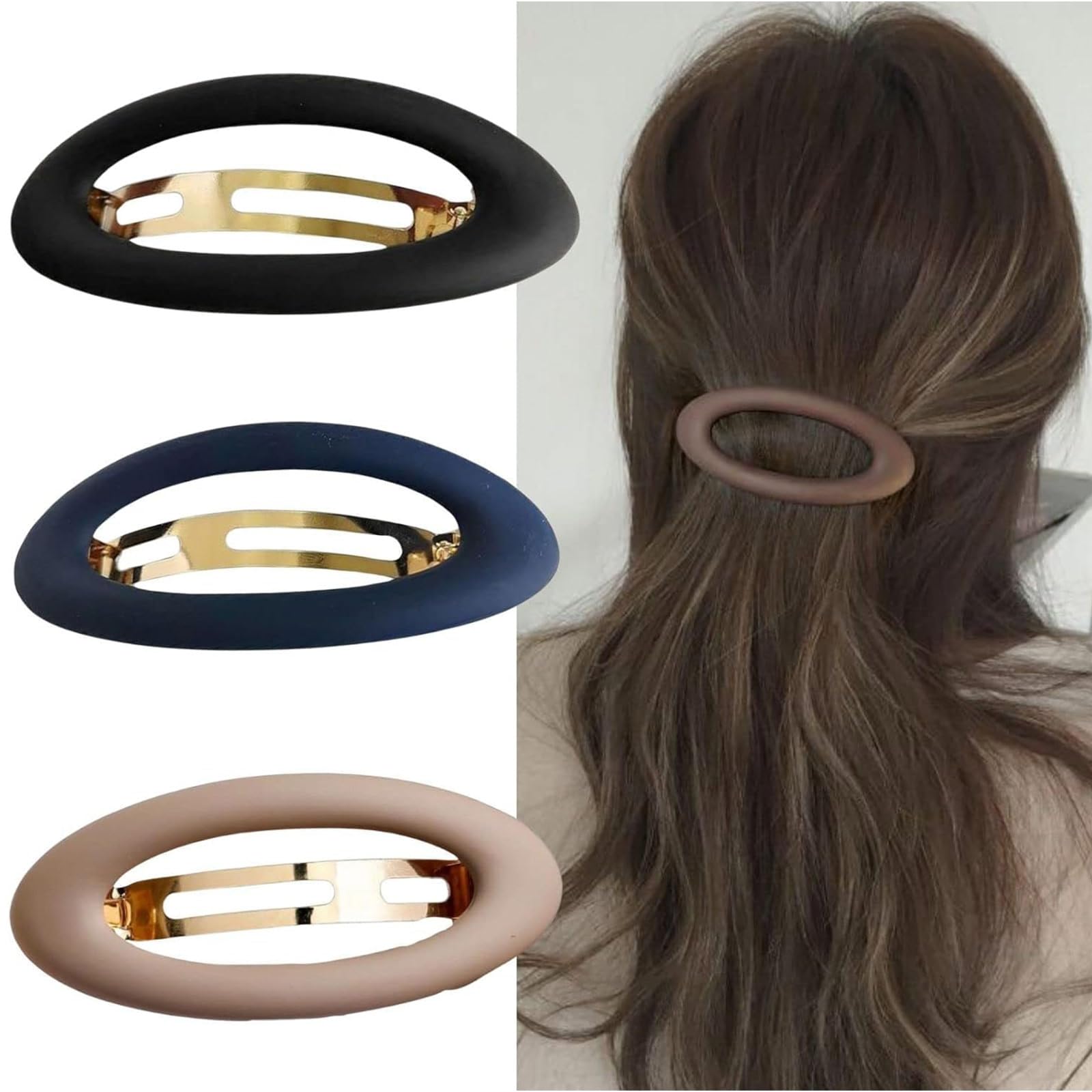 Large Hair Barrettes for Women 3 Pcs Simple Matte Hair Clips Snaps Vintage Solid Color Fashion Hair Accessories for Thick Thin Hair