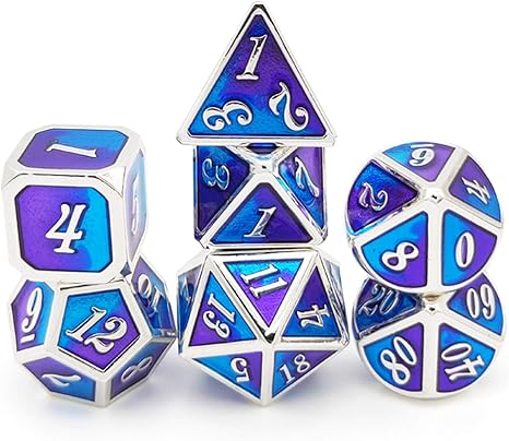 Amazon Co Jp Funien 7pcs多次元ダイス亜鉛合金ダイスエンターテインメントギャンブルプレイングダイスセットゲームアクセサリー Diy 工具 ガーデン