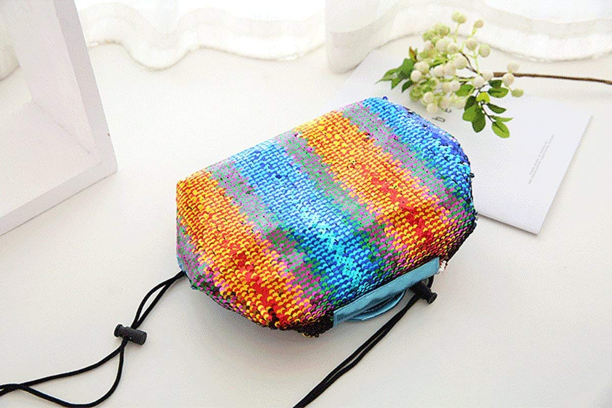 Fanovo Unicorn Lazy Drawstring Cosmetic Bag - Unicorn Makeup Bag,Waterproof Travel Bag Drawstring Makeup Bag Magic Toiletry Bag for Women+ 1 PC Cute Unicorn Ring (Sequin Rainbow)