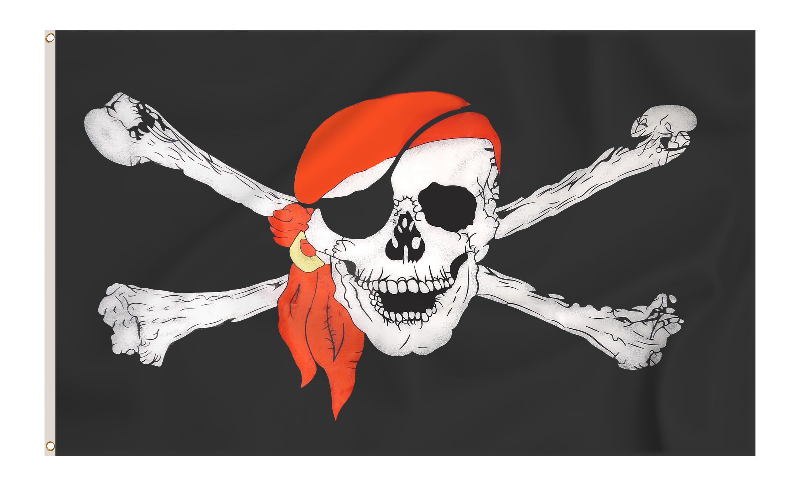 Storm&Lighthouse Pirate Flag with Red Bandana Skull and Crossbones Jolly Roger Flag Pirate Bandana Flags 5ft x 3ft with Eyelets Party Decoration Pirate Party Supplies