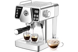 HOMOKUS Espresso Machine 20 Bar - Cappuccino Coffee Maker with Milk Frother Steam Wand for Latte, Mocha, Cappuccino - Espresso Coffee Machine for Home - 1350W - All Stainless Steel