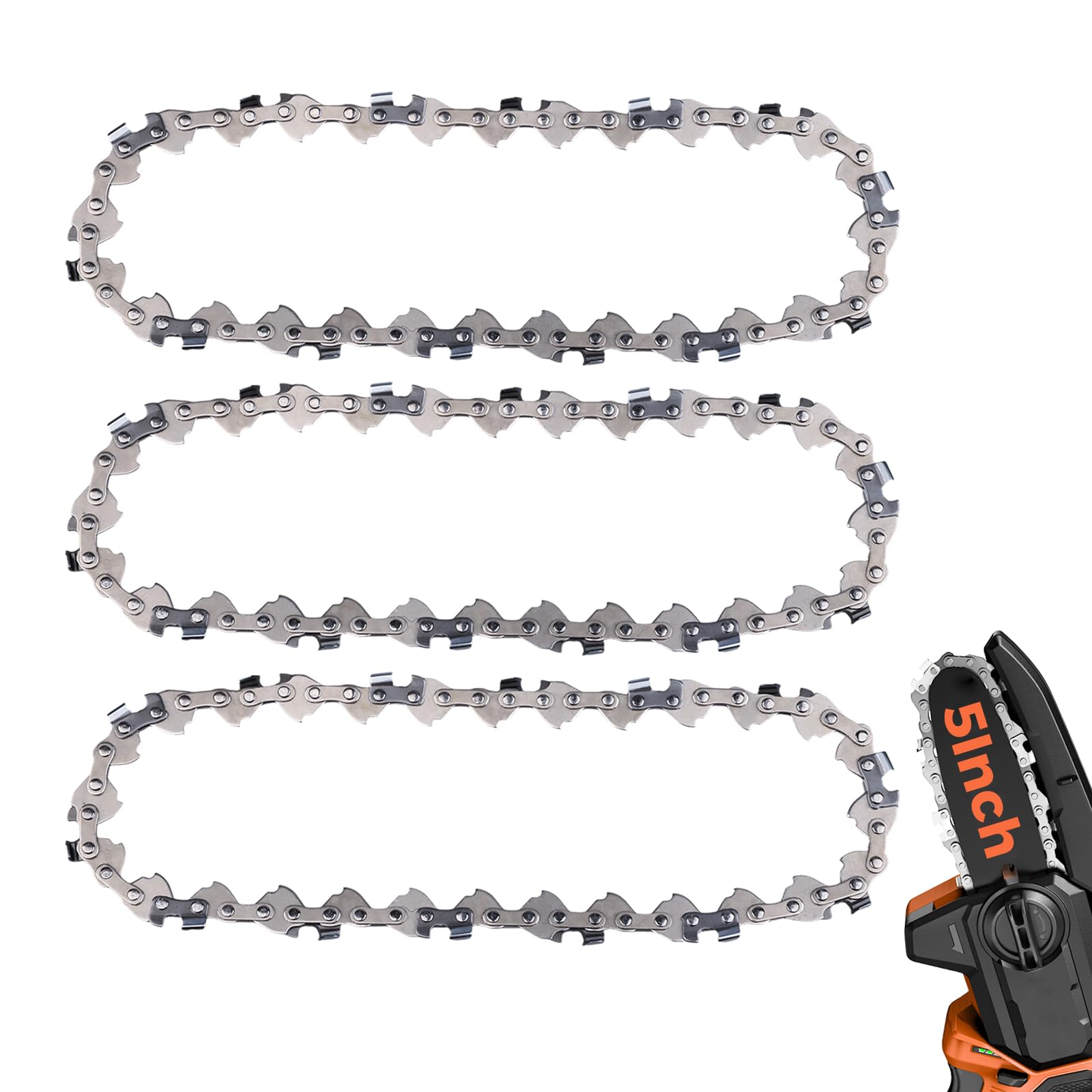 Photo 1 of EXSHP 5 Inch Chainsaw Chain 0.30" Pitch .043" Gauge 28 Drive Links Semi-Chisel Chain Saw Chains for Husqvarna, Poulan, Craftsman, Greenworks and More Chainsaw Brands(3 Packs)(30TOP-10)