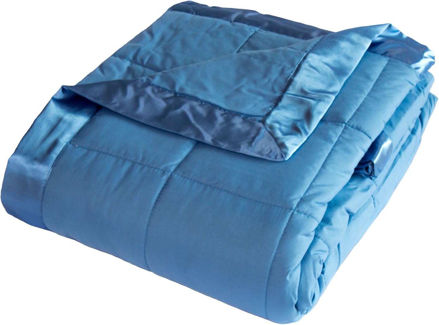 Cozy Fleece Down Alternative Blanket with Satin Trim, Full/Queen, Blue
