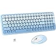 Wireless Keyboards and Mouse Combos, UBOTIE Colorful Gradient Rainbow Colored Retro Typewriter Flexible Keyboard, 2.4GHz Connection and Optical Mouse(Blue Gradient)